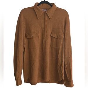 Pendleton Vintage Rare Wool Men’s Zip-Up Sweater Shirt - Camel Brown Size L